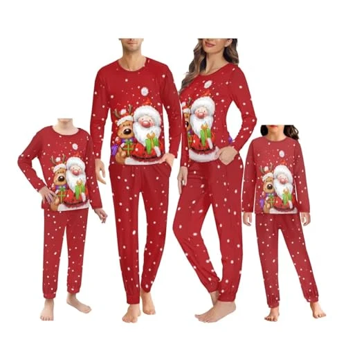 Christmas Matching Pajamas for Family Sets Plus Size 5XL Santa Claus Sleepwear Loungewear Xmas Pjs L