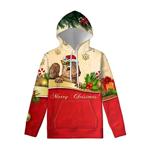 Christmas Rabbit Casual Hoodies with Pockets for Women Teen Girls Fashion Pullover Tshirts Long Slee