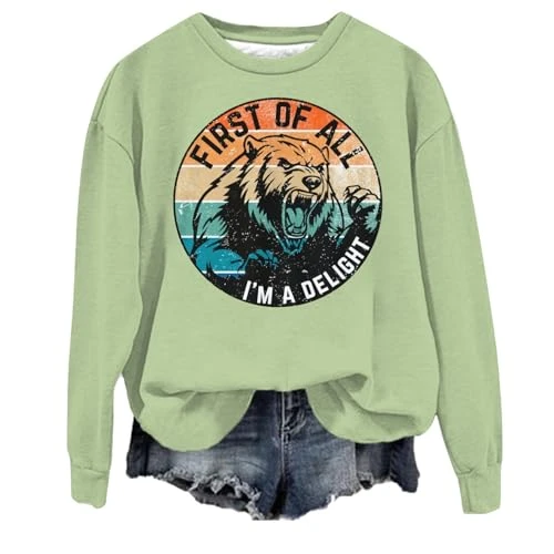 Christmas Sweatshirt for Women UK Christmas Jumper Black Polo Neck Jumper Women Oversized Sweater Denim Jacket Kawaii Hoodie Tops for Teen Girls Womens Puffer Coat （Light Green, L