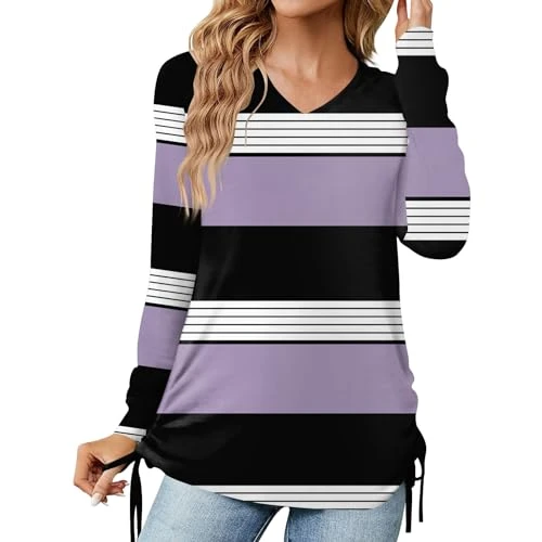 Christmas Tops for Women UK Women's Tops and Blouses Tshirts Silk Blouse Long Sleeve Tunic Tops Women Warm Jumpers for Women UK Women Christmas Sweatshirt Womens Plus Size Tops(Purple,S)