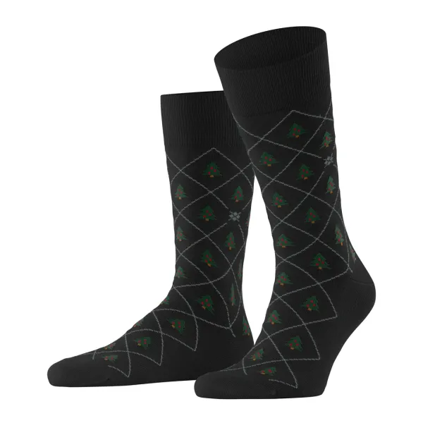 Christmas Tree Men Socks - Black