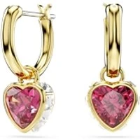 Chroma Gold Red Heart Drop Earrings