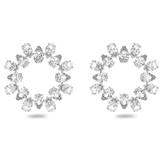 Circular Earrings, White Crystal Earrings in a Rhodium Plated Setting, from the Millenia Collection Circular Earrings, White Crystal Earrings in a Rhodium Plated Setting, from the Millenia Collection