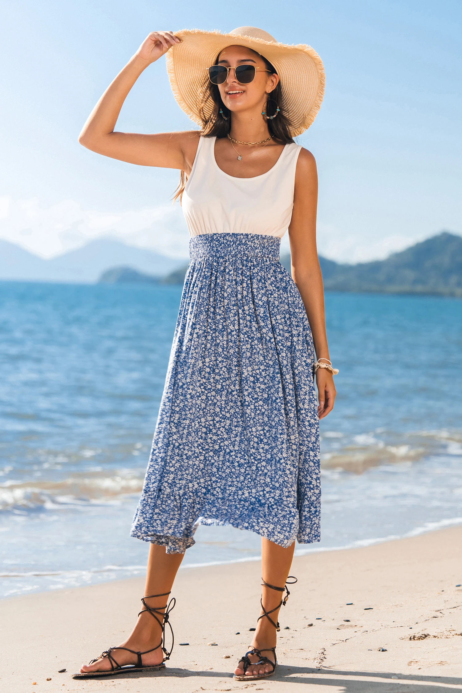 City Brunch Floral Midi Dress - Blue