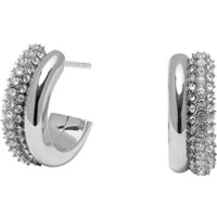 Classic Crystal Silver Hoop Earrings