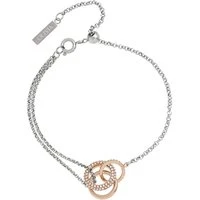 Classic Crystal Silver + Rose Gold Interlink Bracelet - 18cm