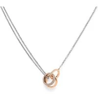 Classic Crystal Silver + Rose Gold Interlink Necklace - 51cm