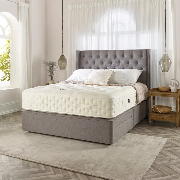 Classic Divan & Mattress Set - Greek Islands Stone, + Contiental Drawers, Super King, Firm