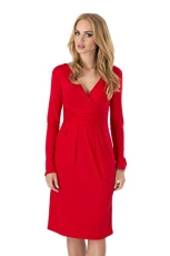 Classic & Elegant Women's Dress V-Neck Cocktail Jersey Office 6801 Red 8/10 UK (M)
