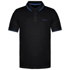 Classic Fit Black Ink Tip Mens Twin Tipped Polo Shirt 0072550 290