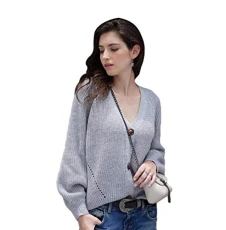 Classic Long Sleeve Knitted Cardigan for Women Botton Down Short V Neck Sweater Coat Outerwear (Gray, Asia M) Classic Long Sleeve Knitted Cardigan for Women Botton Down Short V Neck Sweater Coat Outerwear (Gray, Asia M)