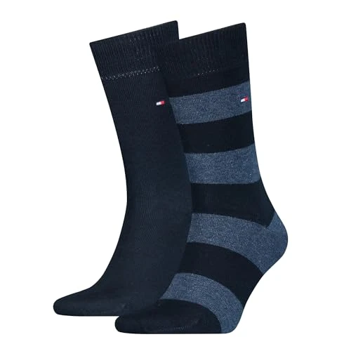 Classic Mens Socks - Men's Accessories -  Mens Socks - Signature Embroidered Logo - 2 Pack - Dark Navy - 9-11