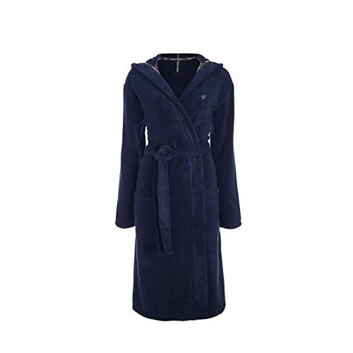 Classic with Hood Cotton Terry Towelling Dressing Gown Plain Dyed (370 g/m²), Navy, XXL