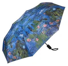 Claude Monet Water Lilies Folding Umbrella Windproof Open-Close Automatic Stable Lightweight Compact