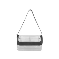 Clear Shoulder Bag Purse 2 in 1 Transparent Crossbody Bag Jelly Handbag for Women Shoulder Bags Neck, black, One Size