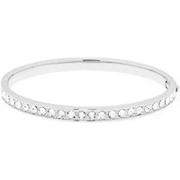 Clemara Hinge Crystal Silver Bangle