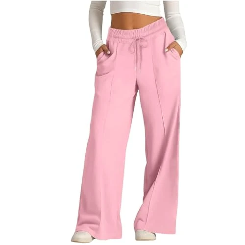 Clothes Women UK Grey Womens Joggers Ladies Summer Trousers Elasticated Waist Wide Leg Pants for Women Joggers for Women Women's Striped Trousers Hippie Trousers for Women Women's Jogging Bottoms