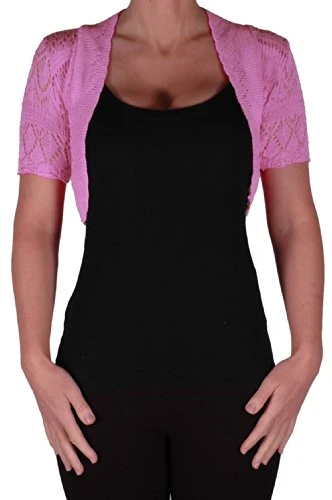 Clothing - Erin One Size Bolero Knit Shrug Pink