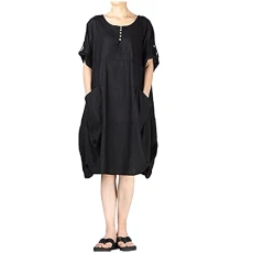 Clothing Midi Round Women's Linen T-Shirt Sleeve Short Neck Skirt Women Dress Long Sleeve Dress Women, black, XXL Clothing Midi Round Women's Linen T-Shirt Sleeve Short Neck Skirt Women Dress Long Sleeve Dress Women, black, XXL