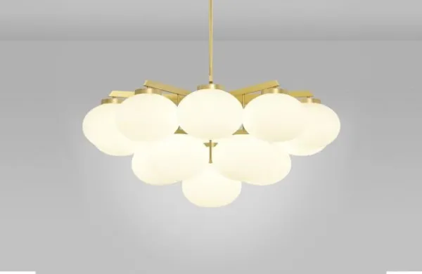 Cloudesley Large - DALI-A Chandelier satin brass with matt opal glass