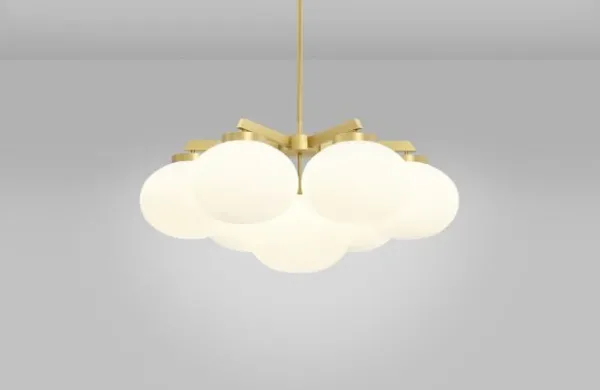 Cloudesley Medium - DALI-A Chandelier satin brass with matt opal glass