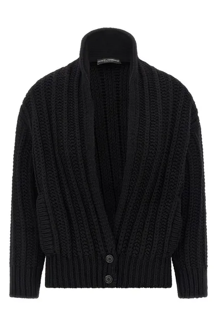 Coarse wool cardigan - Black
