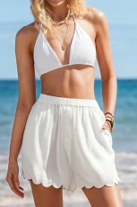 Coastal Charm White Cover-Up Shorts