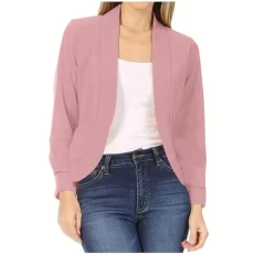 Coats for Women Soft Stretchy Lightweight Cardigan Blazer 3/4 Ruched Sleeve Business Casual Jackets Fitted Trendy Solid Color Cropped Blazer Open Front Clearance