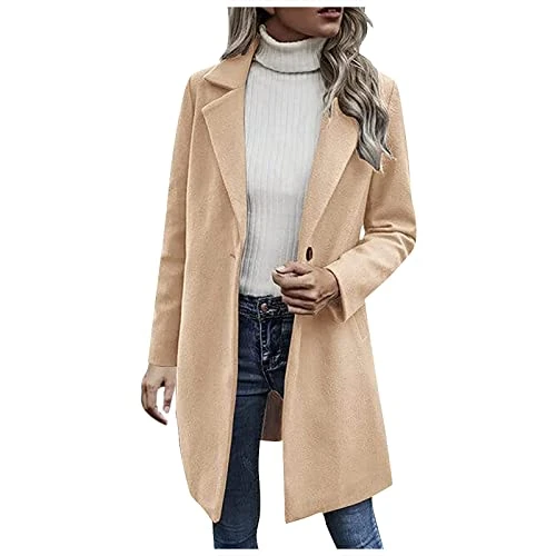 Coats For Women UK, Ladies Woolen Coat Double Sided Fleece Jacket Fashion Long Sleeve Classic Britis