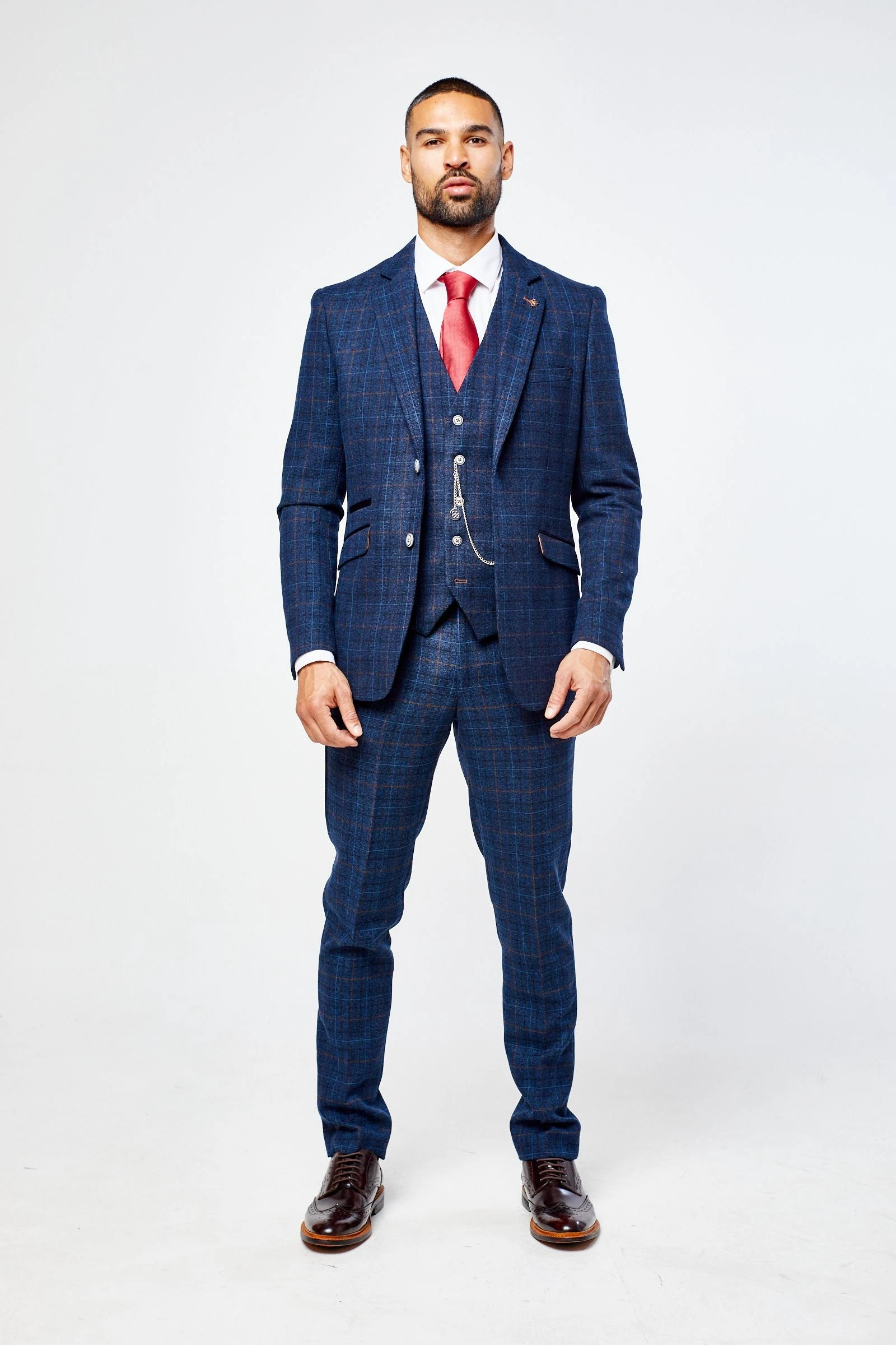 Cody Blue Check Three Piece suit