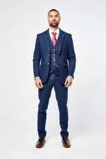 Cody Blue Check Three Piece suit