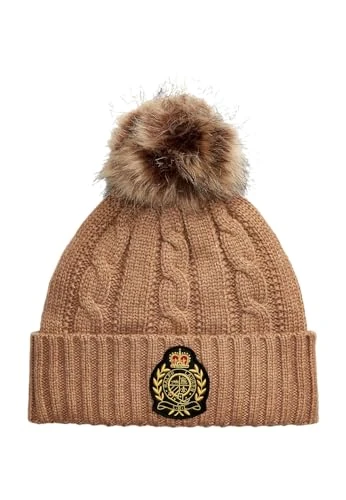 Cognac Bobble Hat, Cognac, One Size Fits All