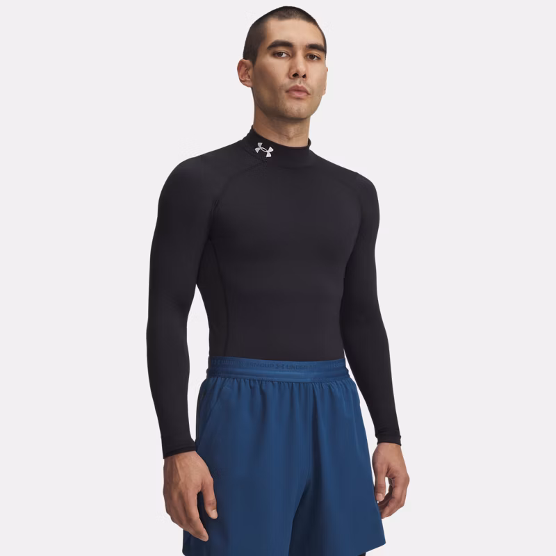 ColdGear Mens Compression Mock Long Sleeve Black / White