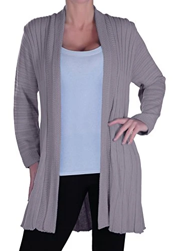 Colorado Open Front Knitted Draped Waterfall Cardigan One Size Light Grey