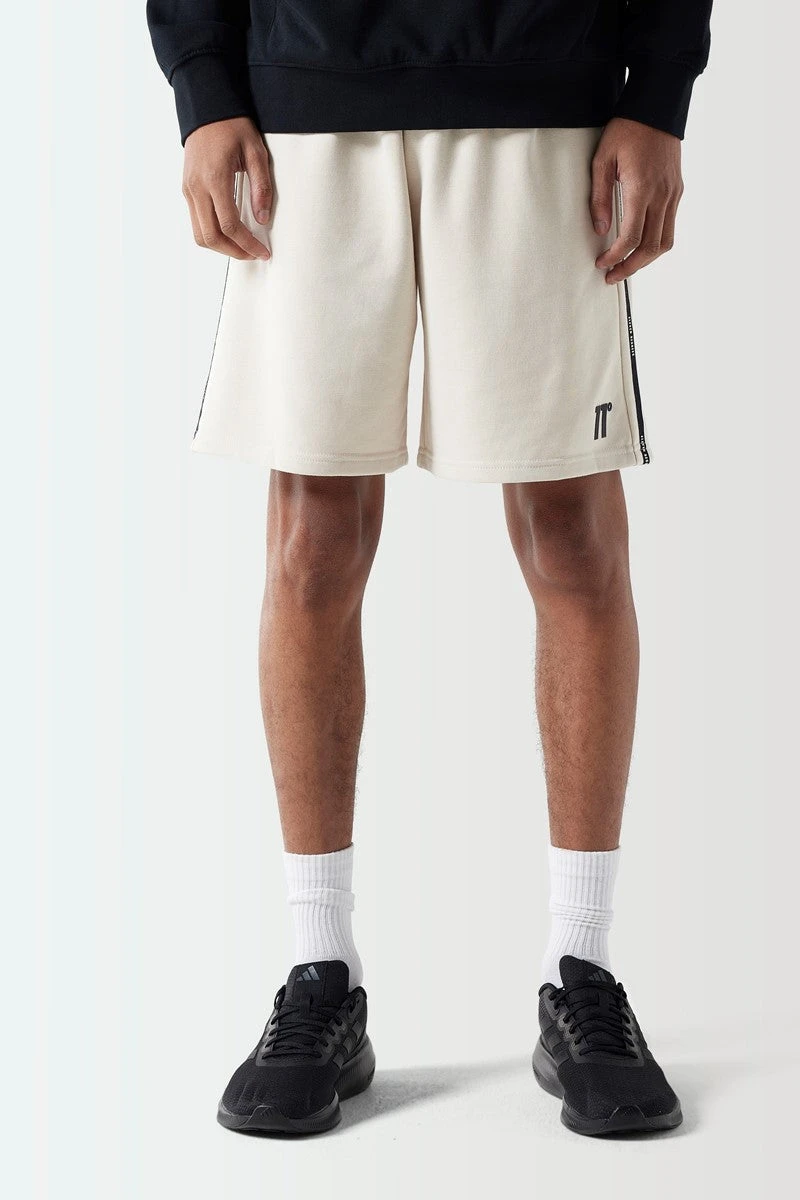 Colour Block Taped Sweat Shorts - Coconut / Stone