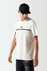 Colour Block Taped T-Shirt - Coconut / Stone