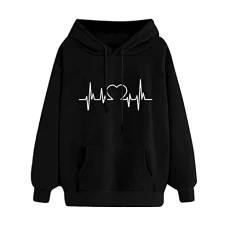 Comfortable Love Print Sweatshirt for Women Thick Hoodie Pullover Trendy Blouse Wrap Top, black, XXXL Comfortable Love Print Sweatshirt for Women Thick Hoodie Pullover Trendy Blouse Wrap Top, black, XXXL