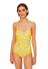 Compania Fantastica Beachwear SZ L Swimsuit with Yellow Rocket Print Compania Fantastica Beachwear SZ L Swimsuit with Yellow Rocket Print