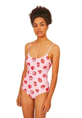 Compania Fantastica Beachwear SZ M Swimsuit with Pink & Red Monkey Print Compania Fantastica Beachwear SZ M Swimsuit with Pink & Red Monkey Print