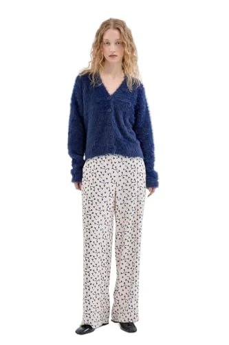 Compania Fantastica Blue Fluffy Textured Knit Cardigan