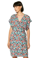 Compania Fantastica Floral Bird of Paradise Print Mini wrap Dress Green Compania Fantastica Floral Bird of Paradise Print Mini wrap Dress Green