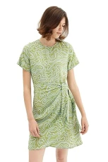 Compania Fantastica Wave Print wrap Mini Dress Green Compania Fantastica Wave Print wrap Mini Dress Green