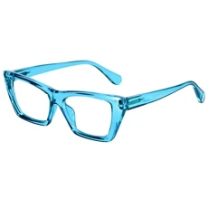 Computer Glasses Blue Light Blocking Women Cat-Eye Turquoise Frame Eyeglasses +0.0