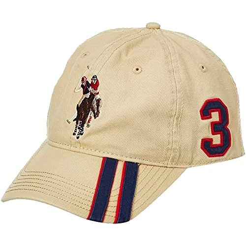 Concept One Unisex's U.s Assn. Adjustable Baseball Cap, Polo Horse Striped Dad Hat, Khaki, One Size