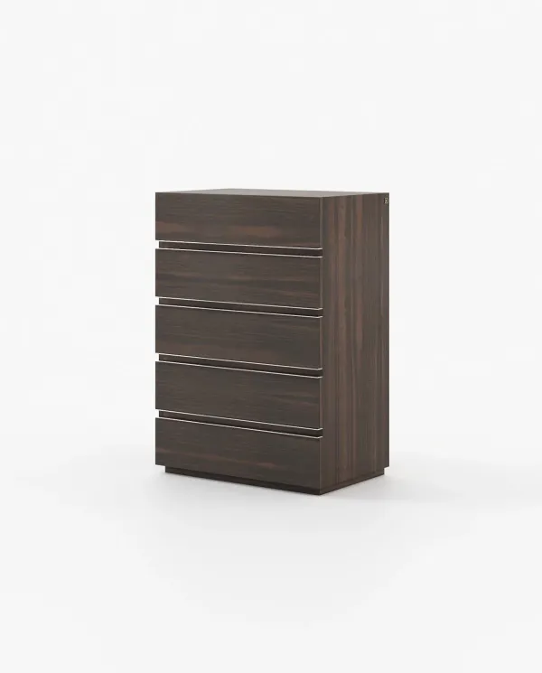 CONNOR Tallboy Chest of Drawers Smoked Eucalyptus Veneer Matte