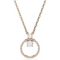 Constella Rose-Gold Round Crystal Circular Pendant Necklace