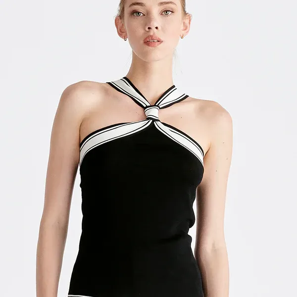 Contrast detail halterneck top