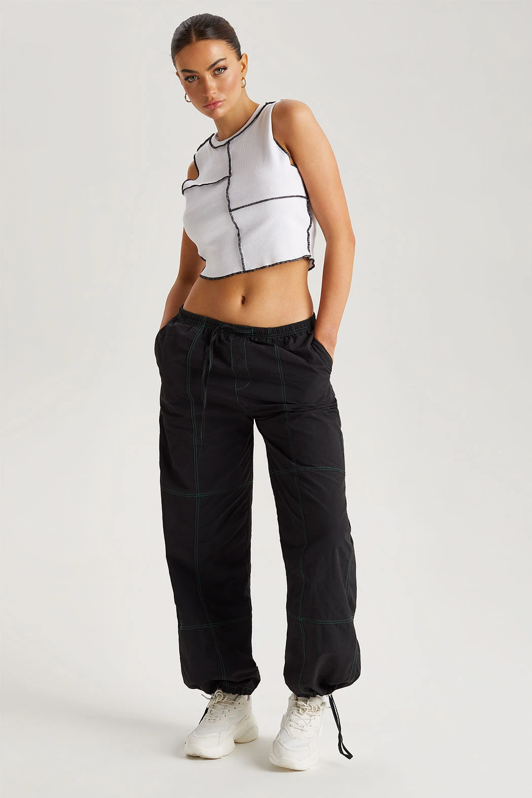 Contrast Stitch Trouser Black /