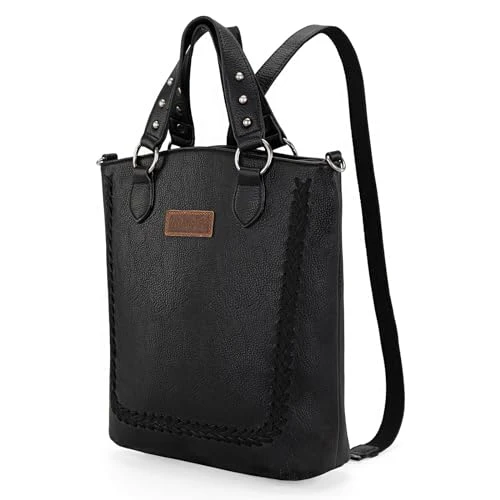 Convertible Backpack Purse for Women Vintage Tote Bag Multifunction Shoulder Bag, Backpack Black, M, Wg94g-9110bk