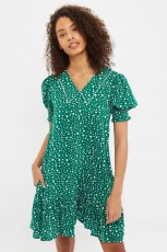 Cora Spot It Print Statement Collar Short Sleeve Mini Dress